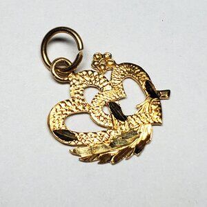 Vintage 14k Solid Gold Double Heart Pendant/ Charm